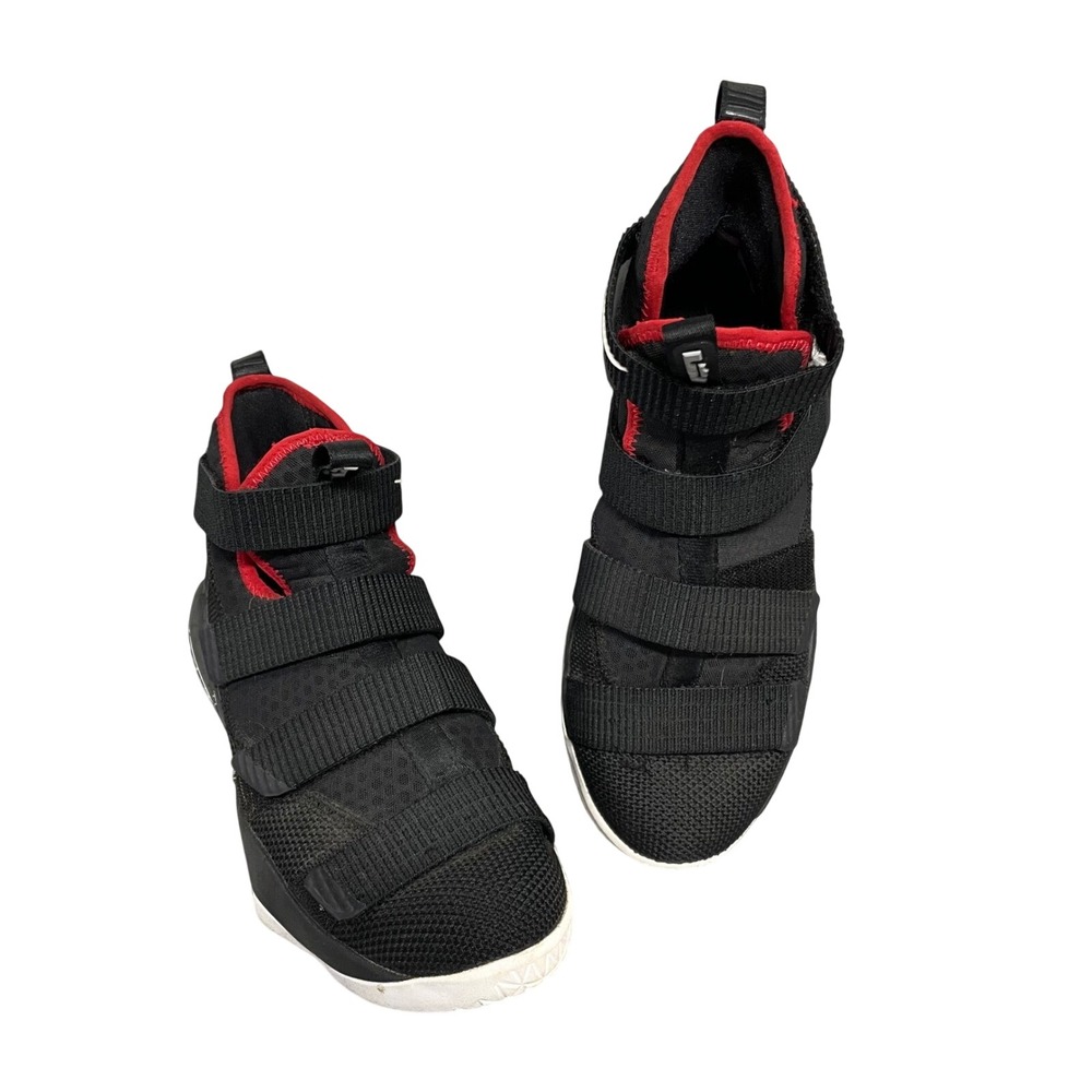 Nike LeBron Soldier 11 GS Kids Shoes 6Y Black Red White Straps
